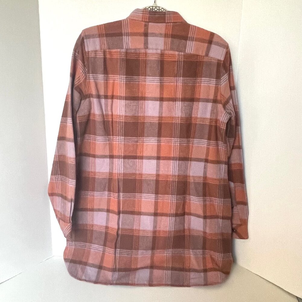 LL Bean Women’s Signature Chamois Tunic Shirt Medium Antique Lilac Plaid - Picture 2 of 7